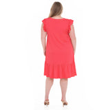 Plus Size Button Front Tiered Swing Dress