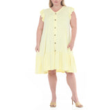 Plus Size Button Front Tiered Swing Dress