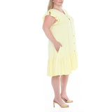 Plus Size Button Front Tiered Swing Dress