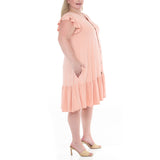 Plus Size Button Front Tiered Swing Dress