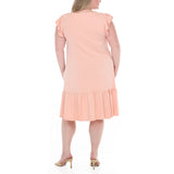 Plus Size Button Front Tiered Swing Dress