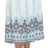 Blue Pleated Skirt with Border Prints - Plus