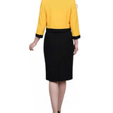 NY Collection Petite 3/4 Sleeve 2 Piece Colorblocked Dress Set