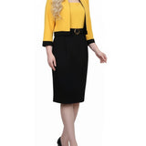 NY Collection Petite 3/4 Sleeve 2 Piece Colorblocked Dress Set