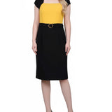 NY Collection Petite 3/4 Sleeve 2 Piece Colorblocked Dress Set