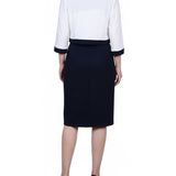 NY Collection Petite 3/4 Sleeve 2 Piece Colorblocked Dress Set