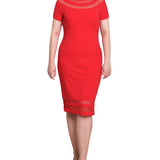 Short Sleeve Dress With Mesh Insets, Petite