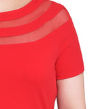 Short Sleeve Dress With Mesh Insets, Petite