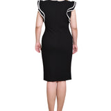 Ruffle Sleeve Dress with Contrast Tipping, Petite