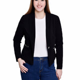 Cropped Long Sleeve Crepe Jacket, Petite