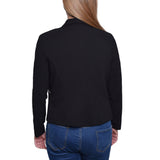 Cropped Long Sleeve Crepe Jacket, Petite