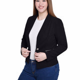 Cropped Long Sleeve Crepe Jacket, Petite