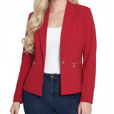 NY Collection Petite Cropped Long Sleeve Crepe Jacket