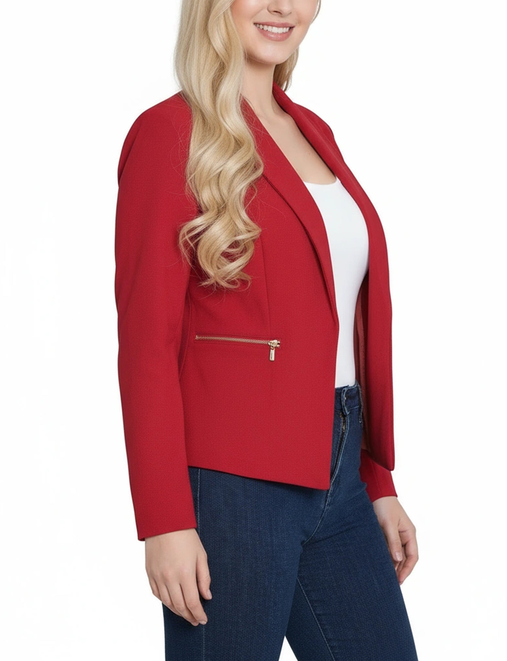 NY Collection Petite Cropped Long Sleeve Crepe Jacket