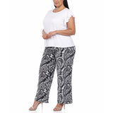 Plus Size Ruffle Sleeve Top & Printed Pant Set