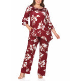 Plus Size Floral Tunic Top & Wide-Leg Pant Set