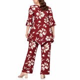 Plus Size Floral Tunic Top & Wide-Leg Pant Set