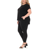 Plus Size Dolman Top and Scuba Pants Set - Black - Plus
