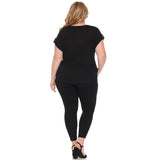 Plus Size Dolman Top and Scuba Pants Set - Black - Plus