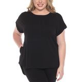 Plus Size Dolman Top and Scuba Pants Set - Black - Plus