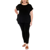 Plus Size Dolman Top and Scuba Pants Set - Black - Plus