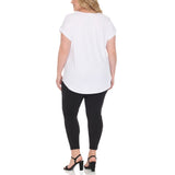 Plus Size Dolman Top and Scuba Pants Set - White - Plus