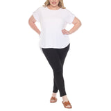 Plus Size Dolman Top and Scuba Pants Set - White - Plus