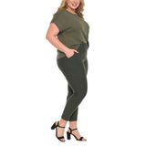 Plus Size Dolman Top and Scuba Pants Set - Olive - Plus