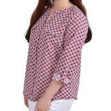 Rodedendrum White New Iconic 3/4 Roll Tab Sleeve Mandarin Collar Blouse - Petite