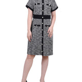 Short Sleeve Tweed Dress - Petite
