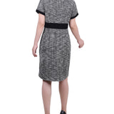 Short Sleeve Tweed Dress - Petite