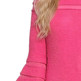 Long Bell Sleeve Dress With Contrast Striping, Petite