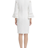 Long Bell Sleeve Dress with Contrast Striping, Petite