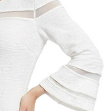 Long Bell Sleeve Dress with Contrast Striping, Petite