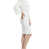 Long Bell Sleeve Dress with Contrast Striping, Petite