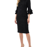 NY Collection Petite 3/4 Sleeve Shawl Collar Dress