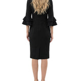 NY Collection Petite 3/4 Sleeve Shawl Collar Dress