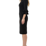 NY Collection Petite 3/4 Sleeve Shawl Collar Dress