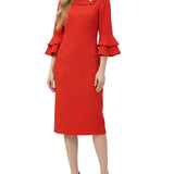 NY Collection Petite 3/4 Sleeve Shawl Collar Dress