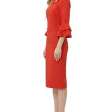 NY Collection Petite 3/4 Sleeve Shawl Collar Dress