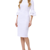 NY Collection Petite 3/4 Sleeve Shawl Collar Dress