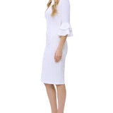 NY Collection Petite 3/4 Sleeve Shawl Collar Dress