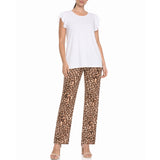 Women's Ruffle Sleeve Top and Animal Print Pant Set