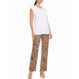 Women's Ruffle Sleeve Top and Animal Print Pant Set