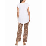 Women's Ruffle Sleeve Top and Animal Print Pant Set