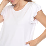 Women's Ruffle Sleeve Top and Animal Print Pant Set