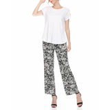 Women's Folded Sleeve Top and Printed Pant Two-Piece Set