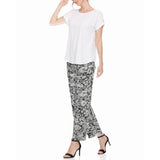 Women's Folded Sleeve Top and Printed Pant Two-Piece Set