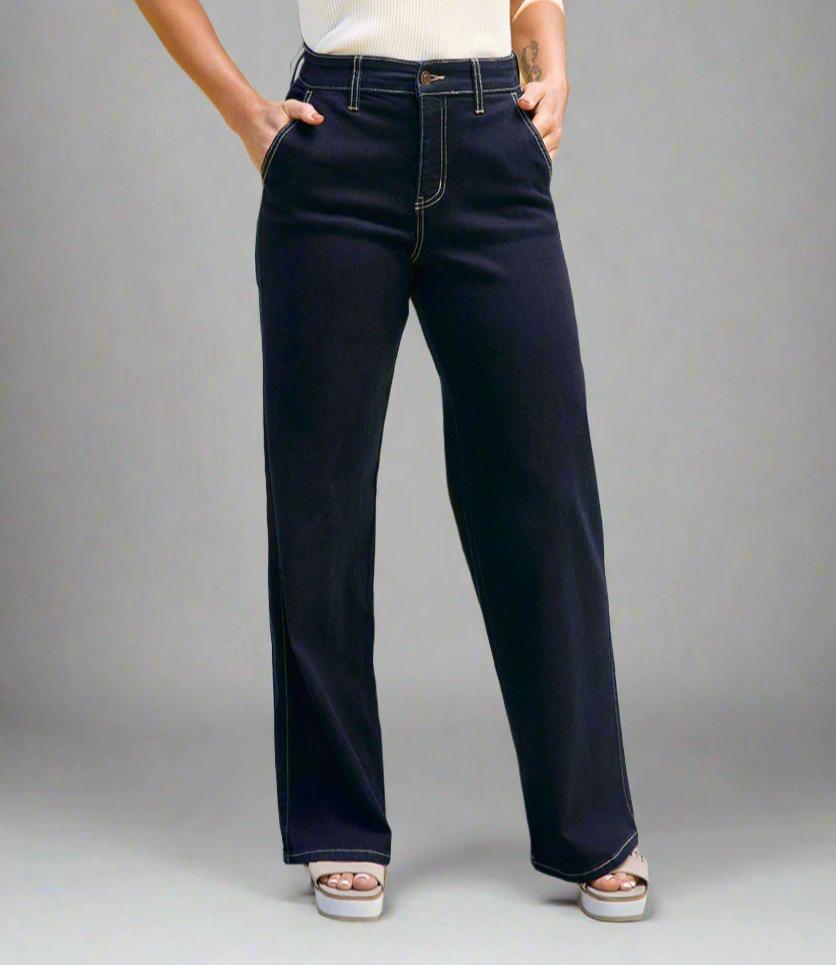 Westport Contrast Stitch High Rise Wide Leg Jeans Available in