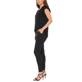 Women's Flutter Sleeve Top and Scuba Pants Set - Black